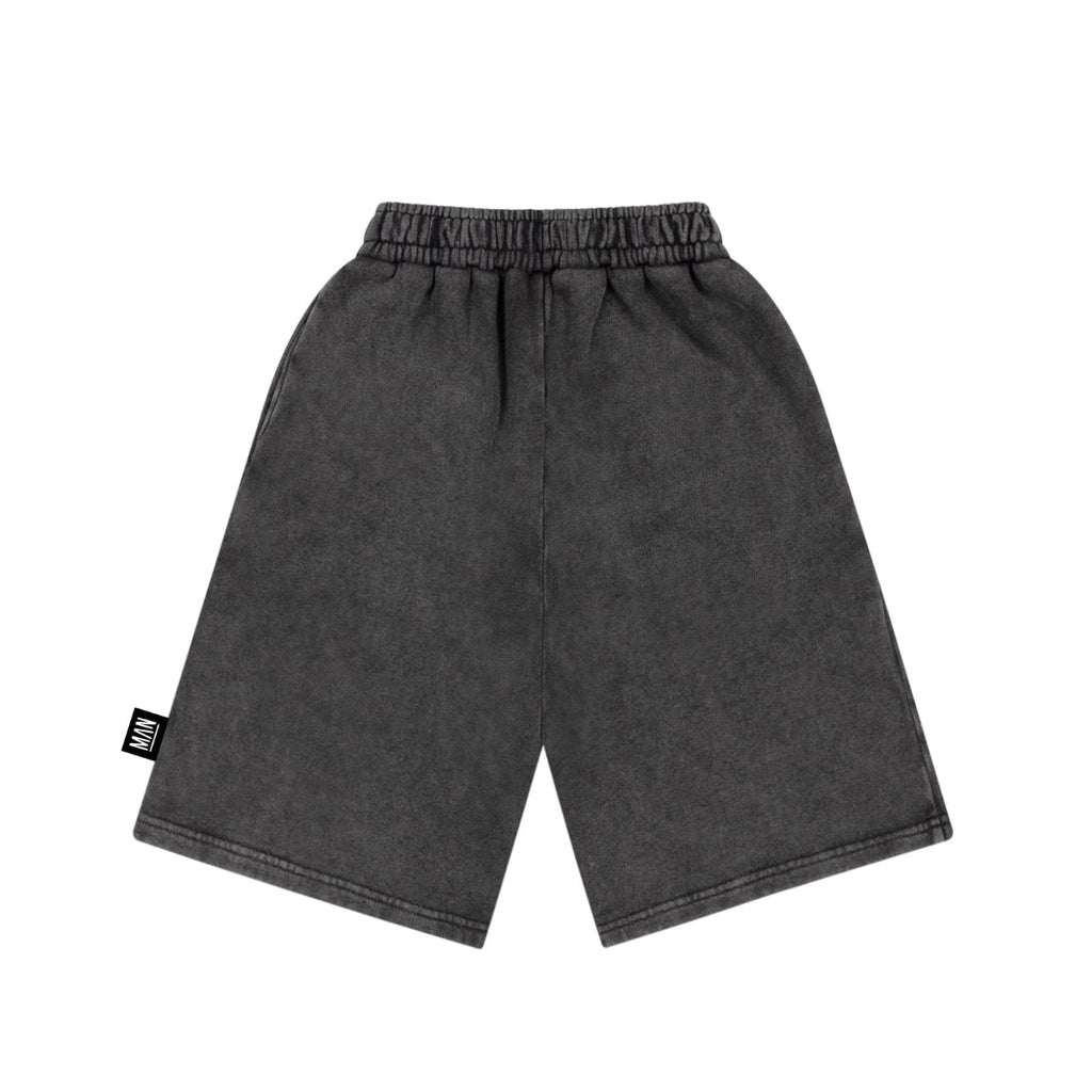 US stockist of Little Man Happy's Washed Black long shorts