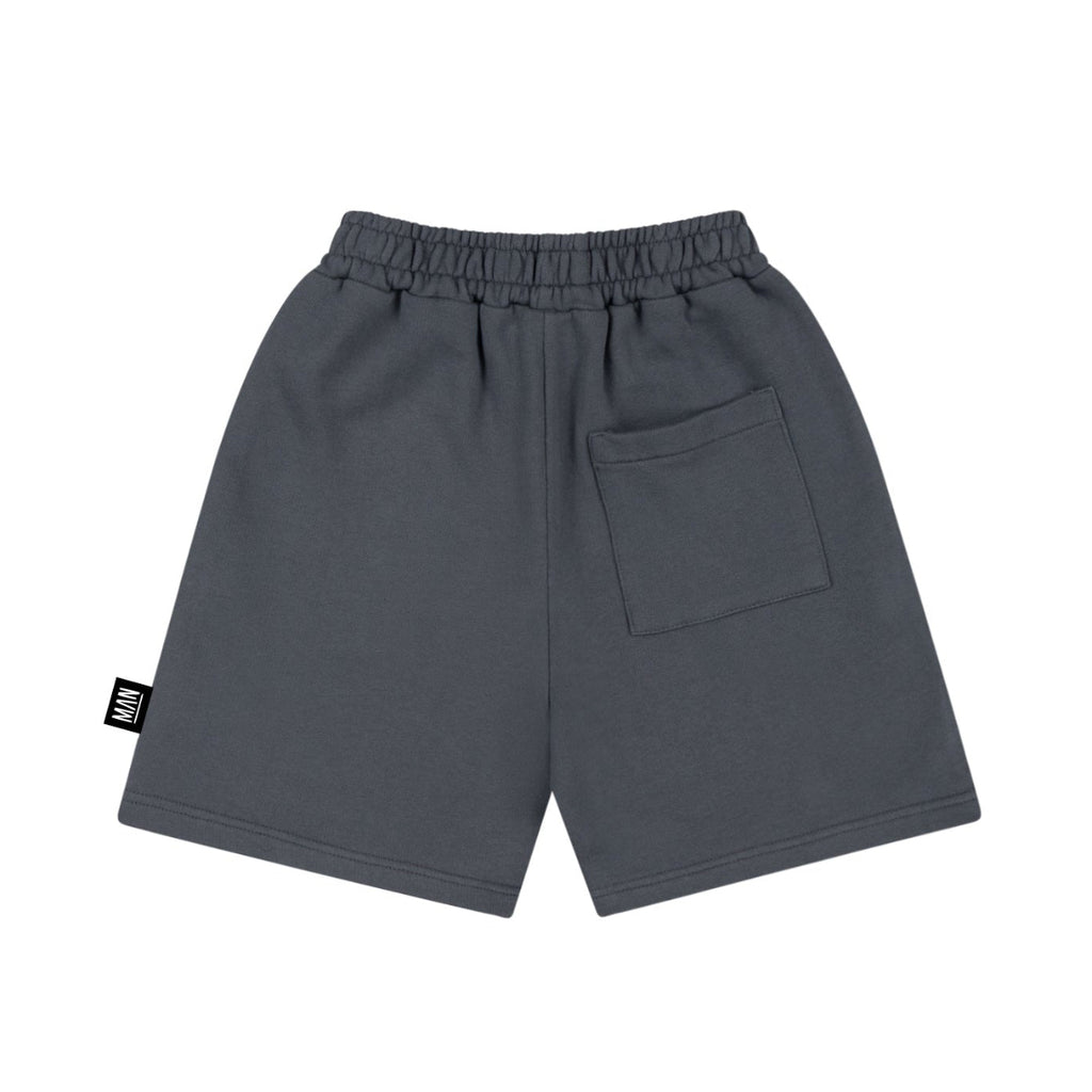 US stockist of Little Man Happy's Mini Boo skate shorts in dark grey
