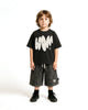 US stockist of Little Man Happy's Washed Black long shorts