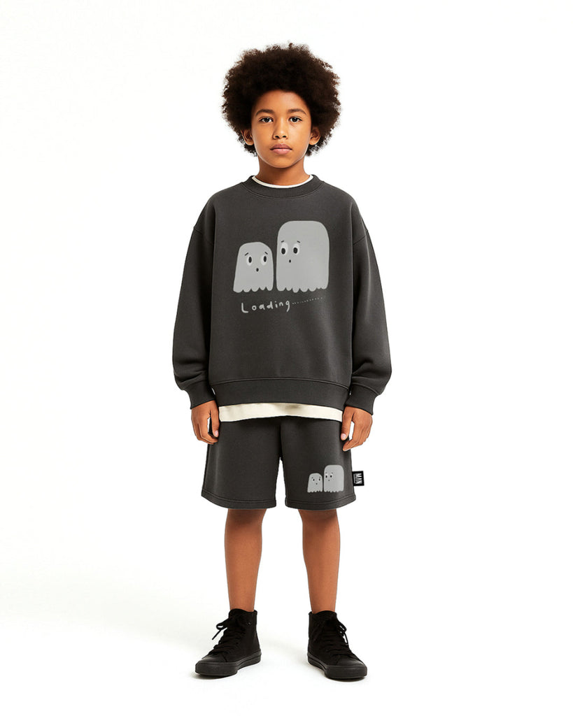 US stockist of Little Man Happy's Mini Boo skate shorts in dark grey