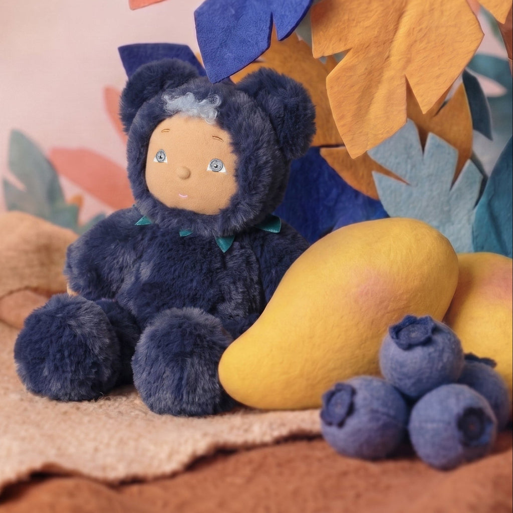 US Stockist of Dinkum Dolls by Olli Ella Blueberry Bear Cozy Dinkum Doll