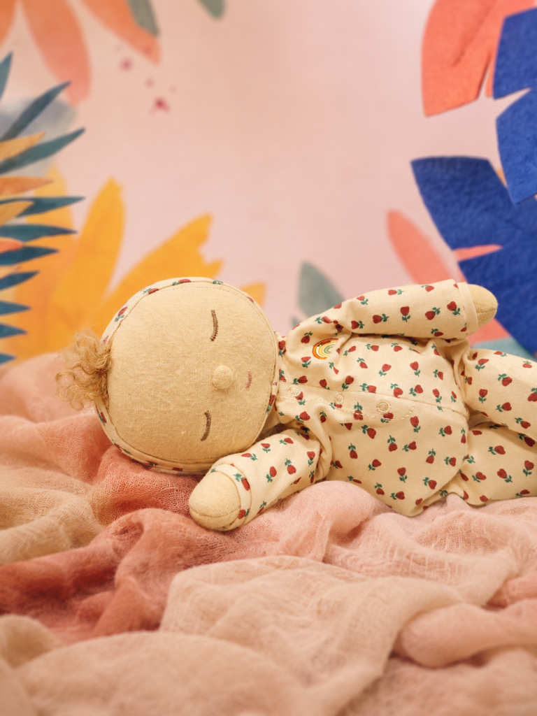 US stockist of Dinkum Dolls by Olli Ella's Custard Strawberry Dozy Dinkum Doll