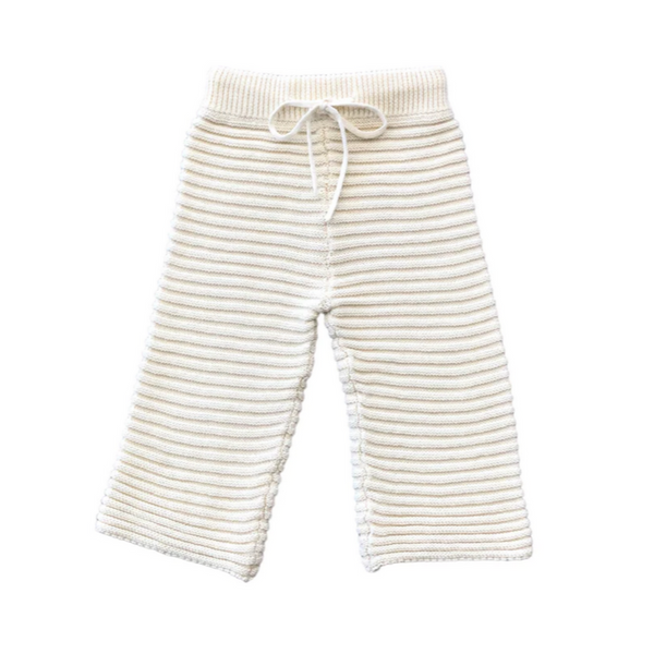 US stockist of Belle & Sun's gender neutral Linear Knit Pants in Natural White