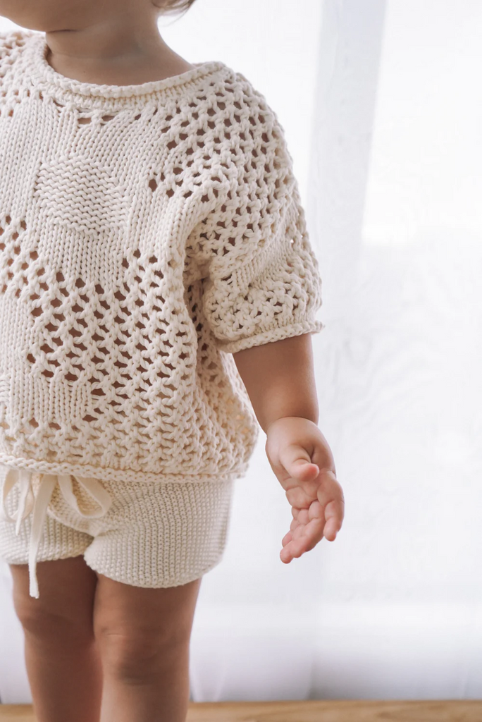 US stockist of Belle & Sun's Natural Crochet Shorts