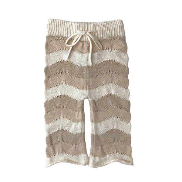 US stockist of Belle & Sun's wave knit pants in colorblock Trio Sand