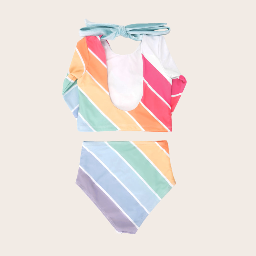 US stockist of Saint Ida's Playa del Rey Rainbow Two Piece long sleeve Swimsuit