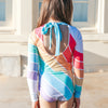 US stockist of Saint Ida's Playa del Rey Rainbow Two Piece long sleeve Swimsuit