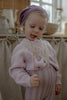 US stockist of Silly Silas' Dreamy Pastels Footless cotton tights in Lavender x Cream Striped