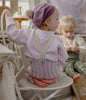 US stockist of Silly Silas' Dreamy Pastels Footless cotton tights in Lavender x Cream Striped
