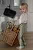 US stockist of Silly Silas' Dreamy Pastels Footless cotton tights in Matcha x Peanut Striped