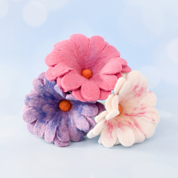 US stockist of Tara Treasures set of 3 pastel felt flowers