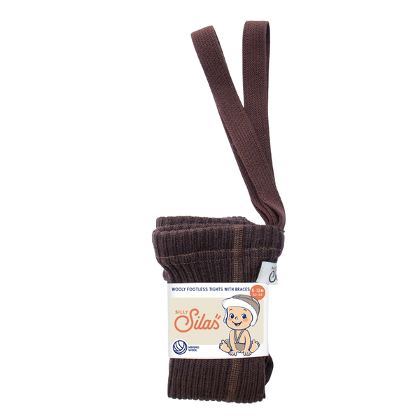 US stockist of Silly Silas' Espresso Brown Wooly Footless tights