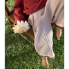 US stockist of Illoura the Label's Dusty Pink Essential Ribbed Knit 3/4 pants.  Has contrasting cocoa/cream on hem