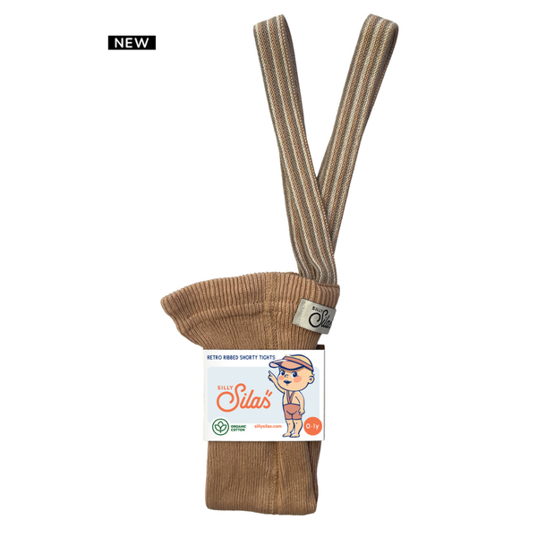 US stockist of Silly Silas' Light Brown Striped Shorty Tights