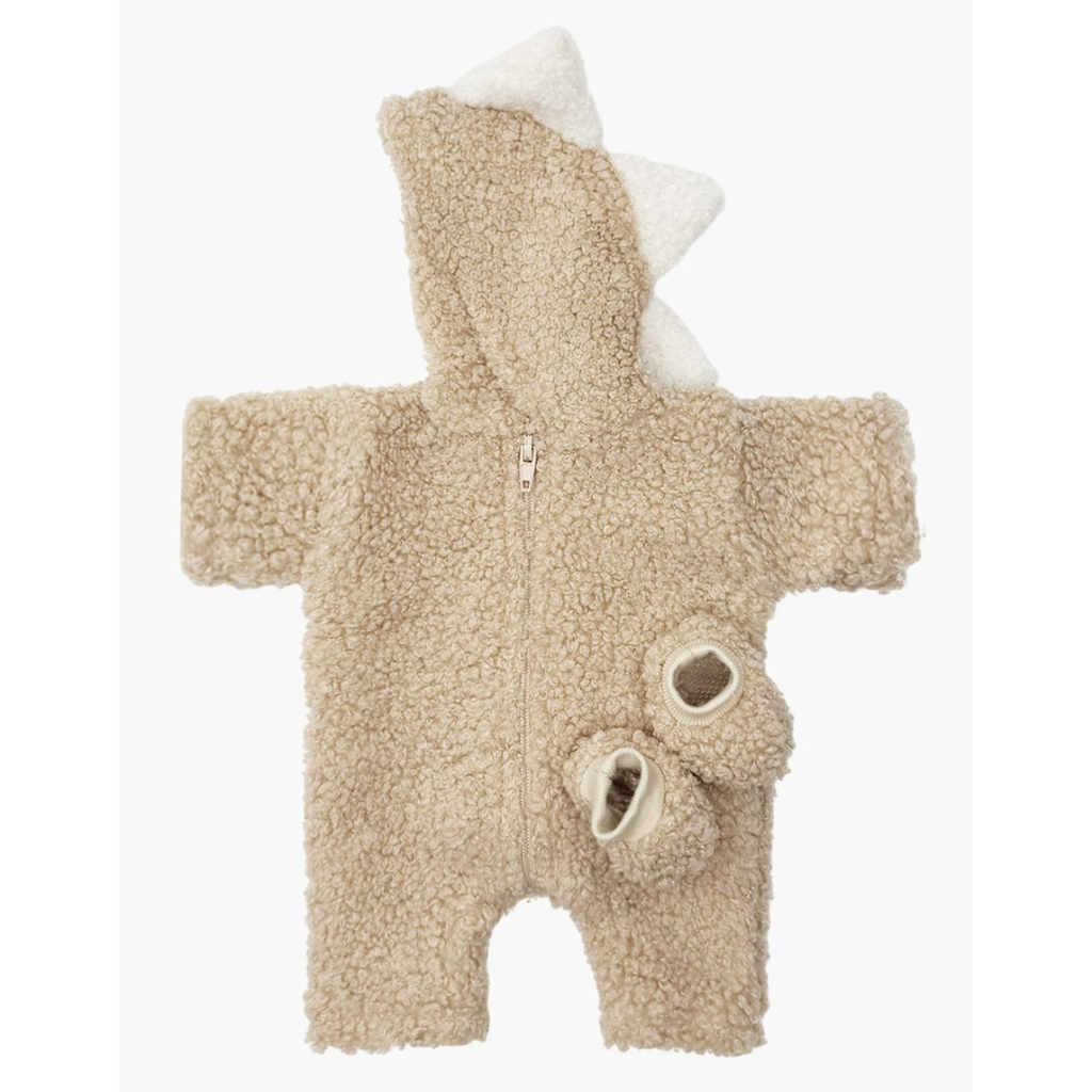 US stockist of Minikane's beige dinosaur jumpsuit for 28cm baby dolls