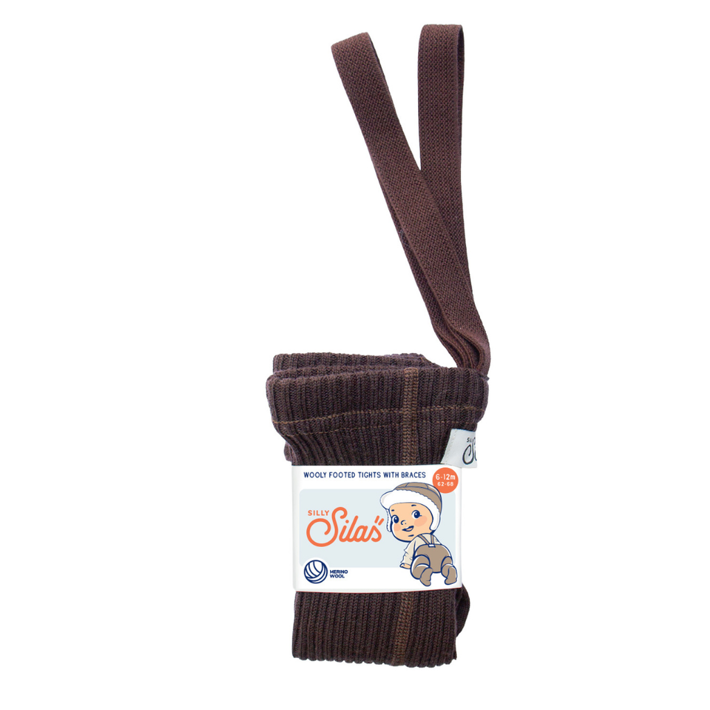 US stockist of Silly Silas' Espresso Brown footed Wooly tights