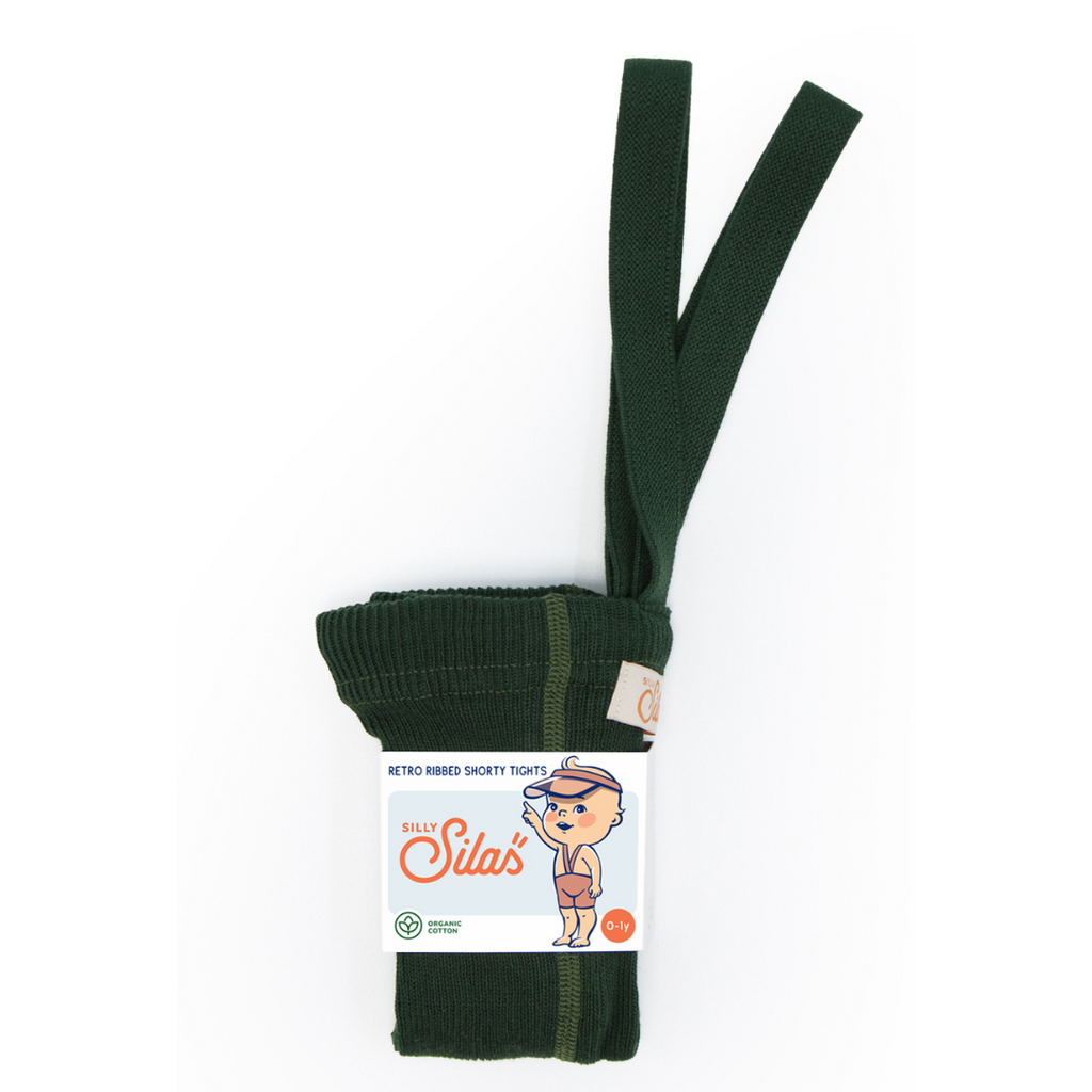 US stockist of Silly Silas' Shorty Tights in Dark Forest Green.