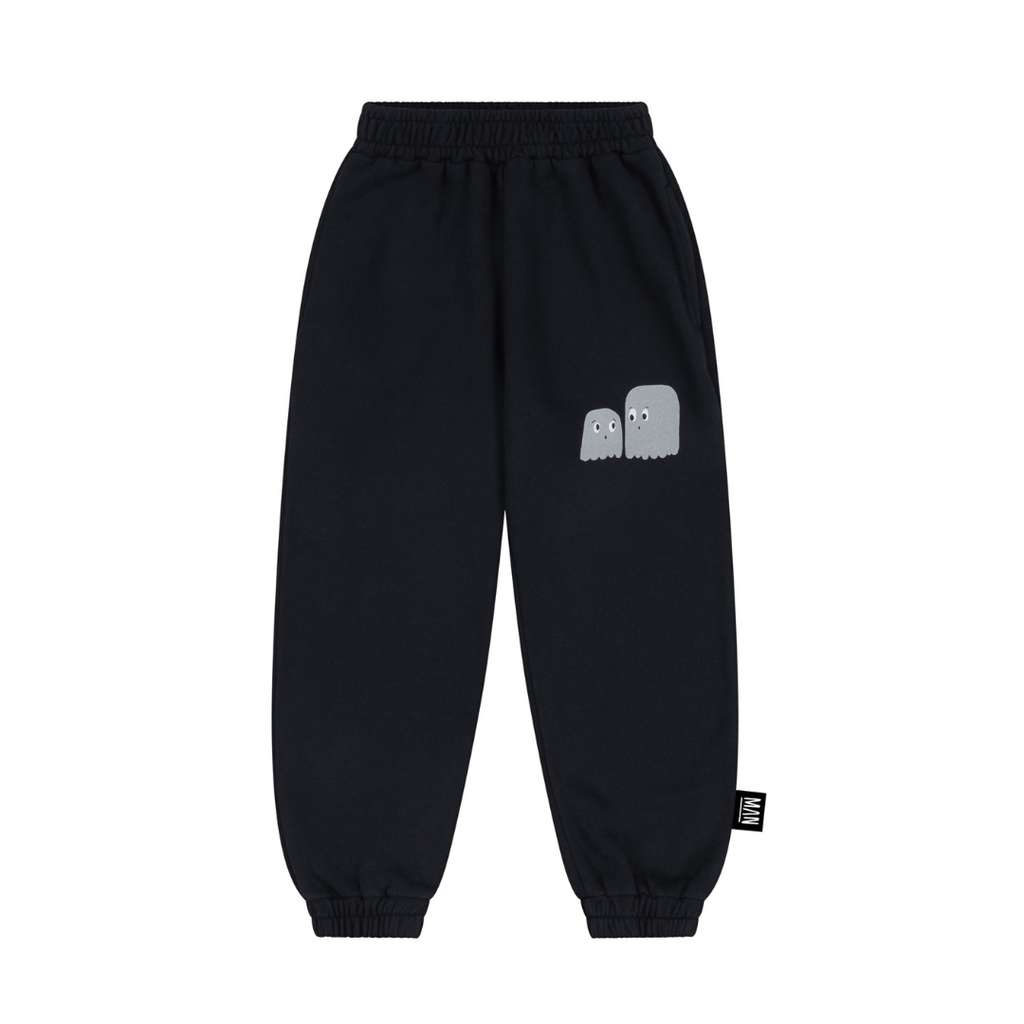 US stockist of Little Man Happy's Mini Boo Black Jogging pants