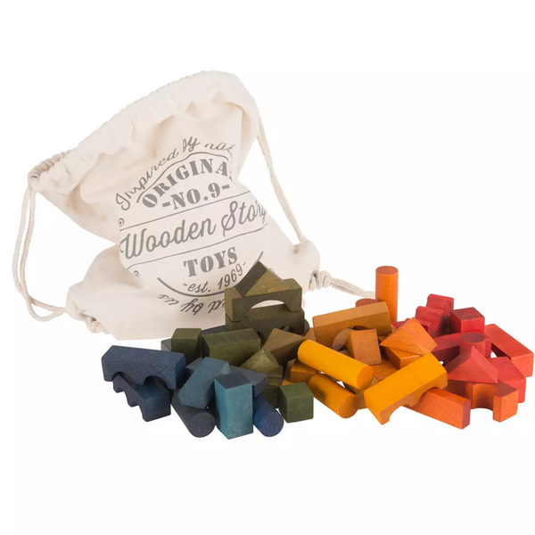 US stockist of Wooden Story's 100pc Wooden Rainbow blocks in sack