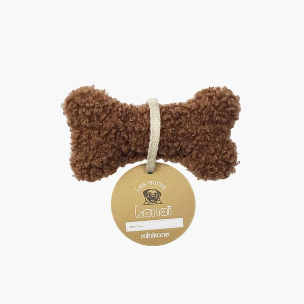 US stockist of Minikane's Brown plush terrycloth toy bone for kanai plush pets