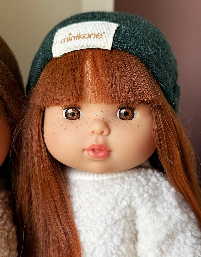 US stockist of Minikane's "Ambre" 34cm Gordis doll with straight red hair with bangs