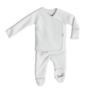 Stockist of Bonsie's organic cotton footed romper in Milk