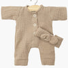 US stockist of Minikane's Babies Lili Jumpsuit in Mocha with matching headband