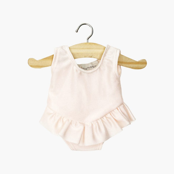 US stockist of Minikane's Nude Pink Lycra ruffled Maia leotard for dolls