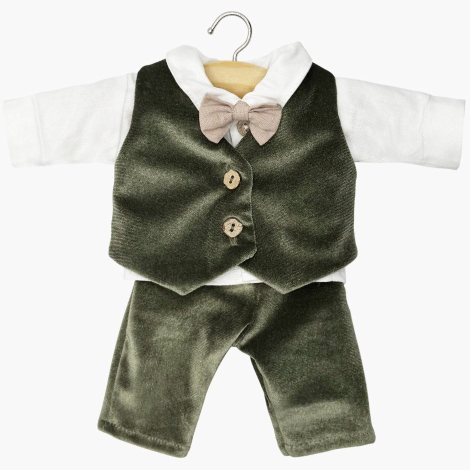 US stockist of Minikane's 3 pc Forest Green New Years set for dolls