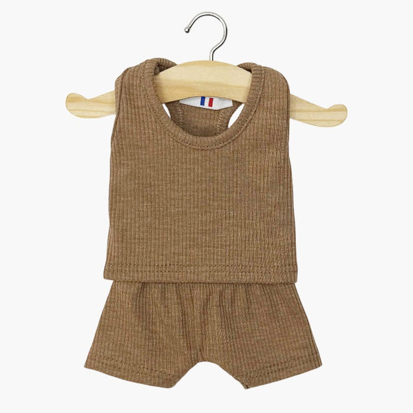 US stockist of Minikane's Marcel Boy Doll 2 piece ribbed underwear set in "Chocolate".