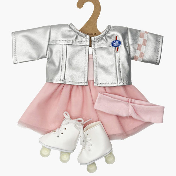 US of Minikane's P'tits deguiz Roller Party outfit with white roller skates