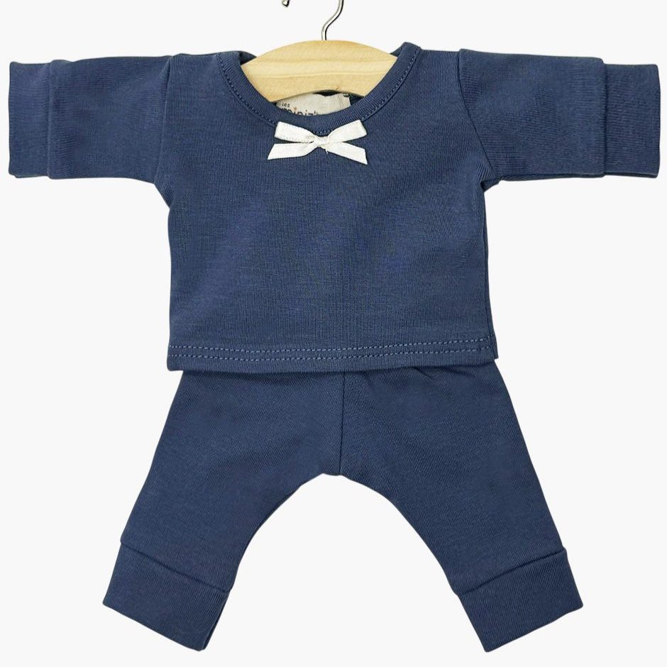 US stockist of Minikane's Navy Blue Morgan Pajamas with bow