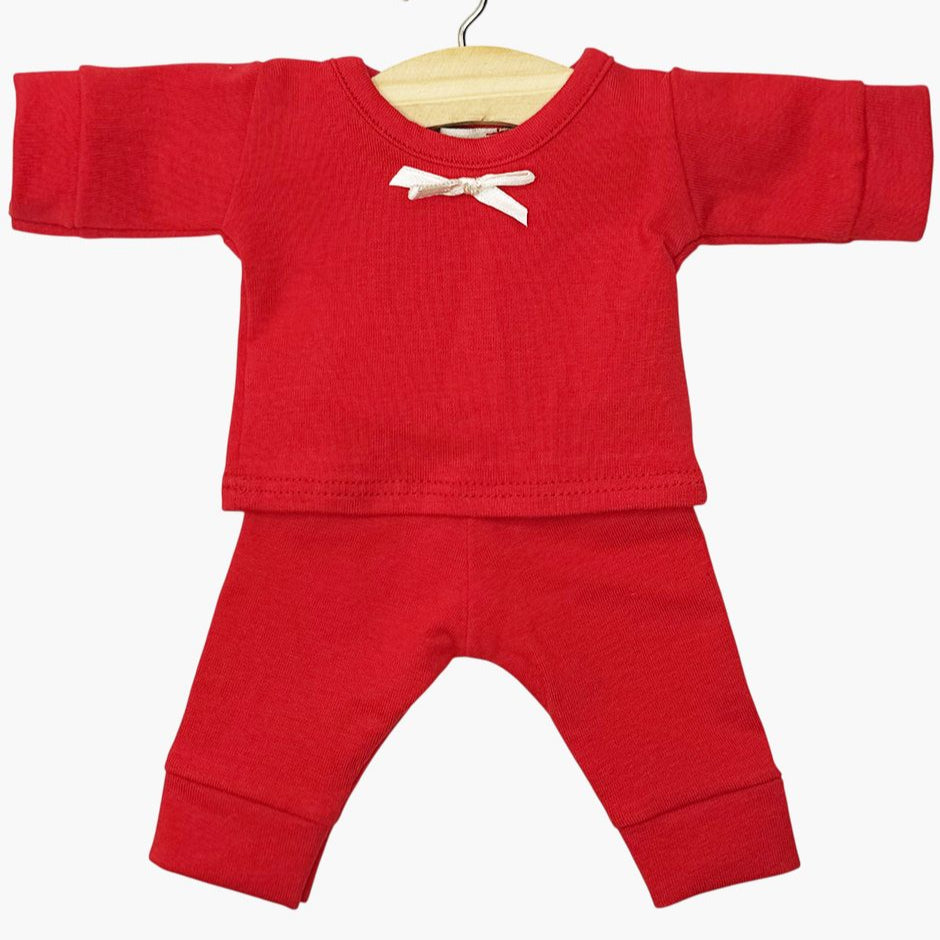 US stockist of Minikane's Carmine Red Morgan Pajamas with bow
