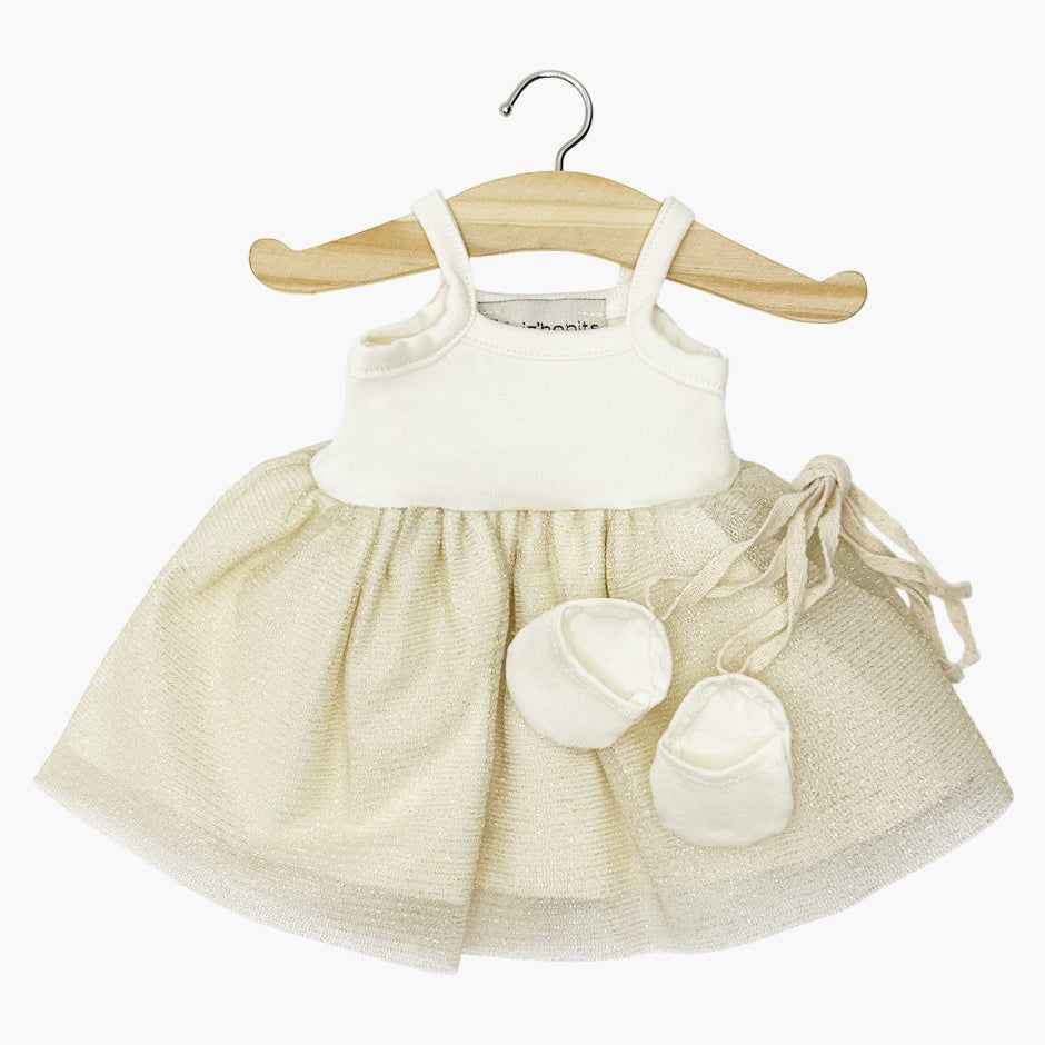 US stockist of Minikane's Milk Gold Rosella Tutu with lace up shoes.