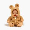 US stockist of Minikane's Guillo Peques doll dressed in his Camel Winnie the Pooh jumpsuit.