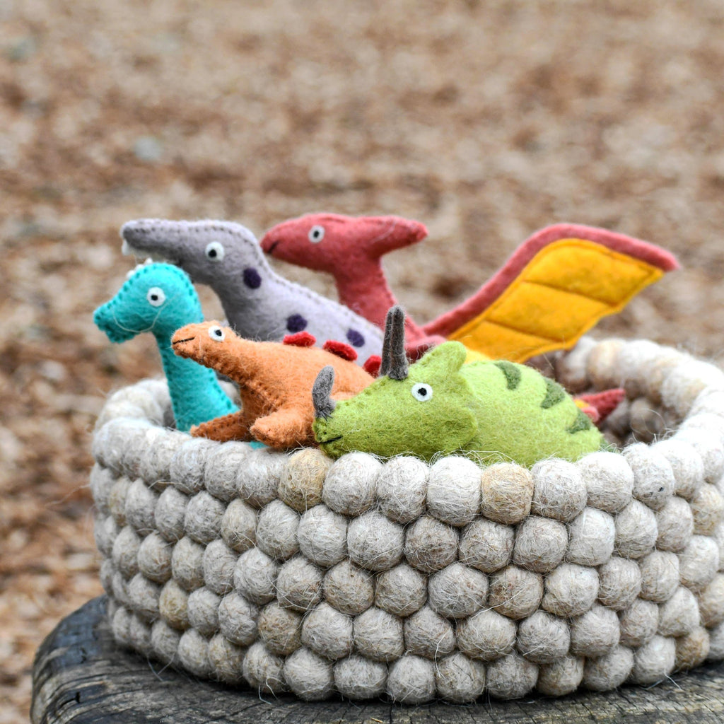US stockist of Tara Treasures' blue Brachiosaurus felt wool dinosaur
