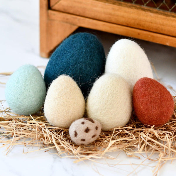 US stockist of Tara Treasures set of 7 felt Poultry eggs