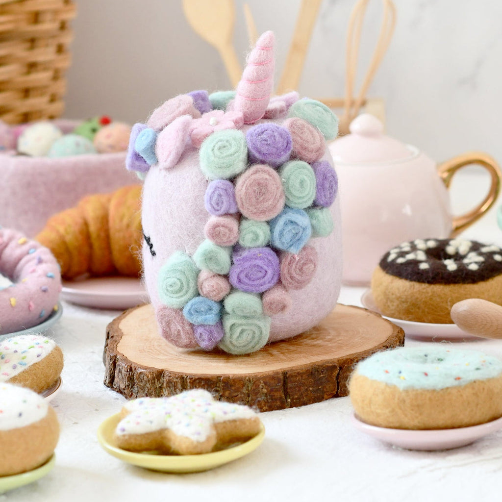 US stockist of Tara Treasures' felt unicorn cake in pastel colors