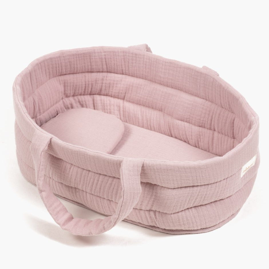US stockist of Minikane's "Orchid Pink" doll bassinet/Moses basket