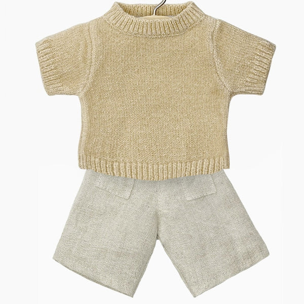 Ecru Paula Sweater & Natural Linen Pants Set