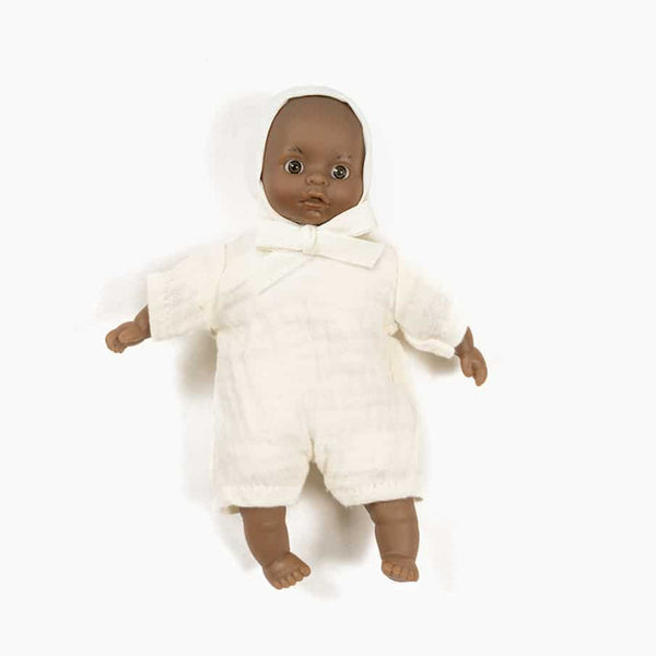 US stockist of Minikane's Pio Mini Baby Doll with Dark Eyes