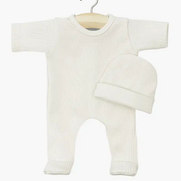 US stockist of Minikane's Babies' Angel Sleepsuit with hat in Linen