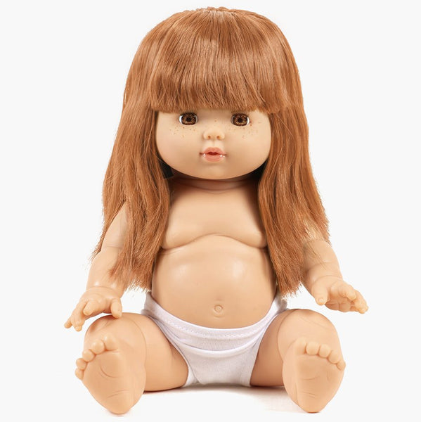 US stockist of Minikane's "Ambre" 34cm Gordis doll with straight red hair with bangs