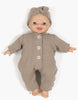 US stockist of Minikane's Babies Lili Jumpsuit in Mocha with matching headband