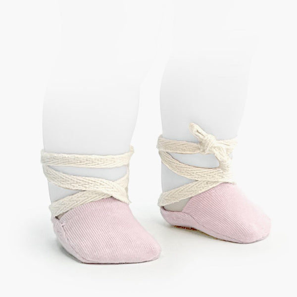 US stockist of Minikane's Pale Pink jersey lace up ballet shoes for dolls