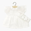 US stockist of Minikane's Faustine Babies doll dress with matching headband in white