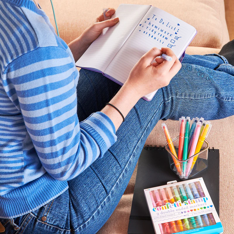 US stockist of Ooly's set of 9 Confetti Stamp Double Ended Markers