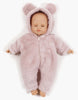 US stockist of Minikane's Emilie Sleepy Eyes Cuties doll dressed in a Pink Winnie the Pooh jumpsuit.