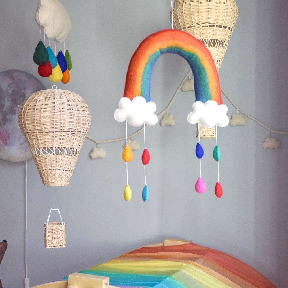 US stockist of Tara Treasures Rainbow with Raindrops crib mobile