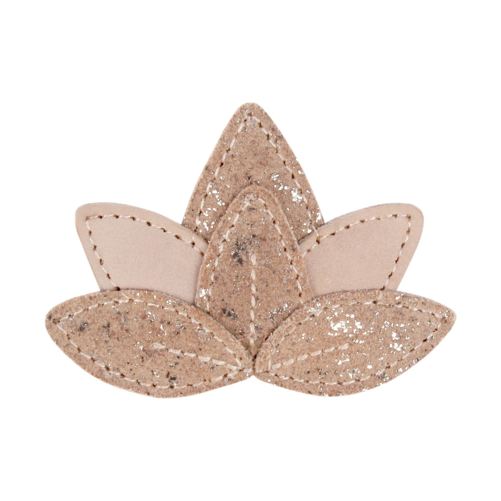 US stockist of Donsje's Zaza Fields Lotus hair clip. Handmade from premium pink leather with a snap hair clip.